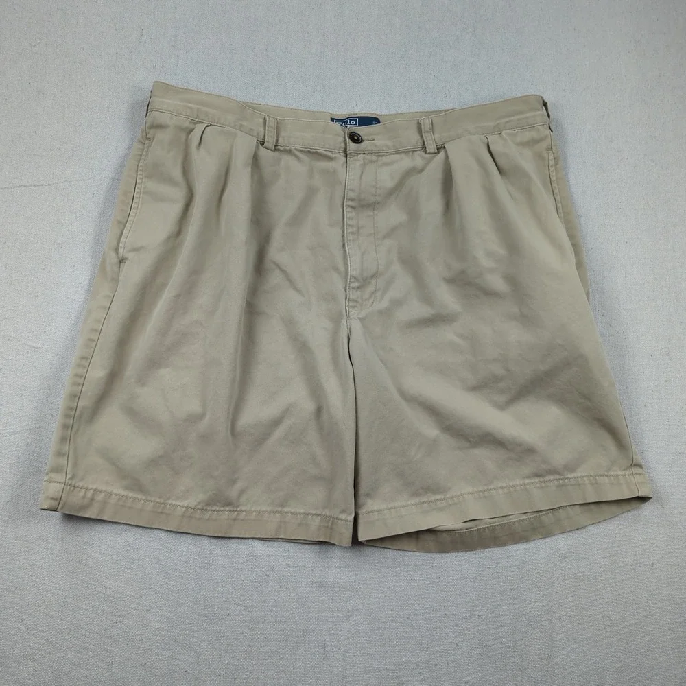 Polo Ralph Lauren Shorts Mens 42 Khaki Pleated Tyler‎ Preppy Casual
